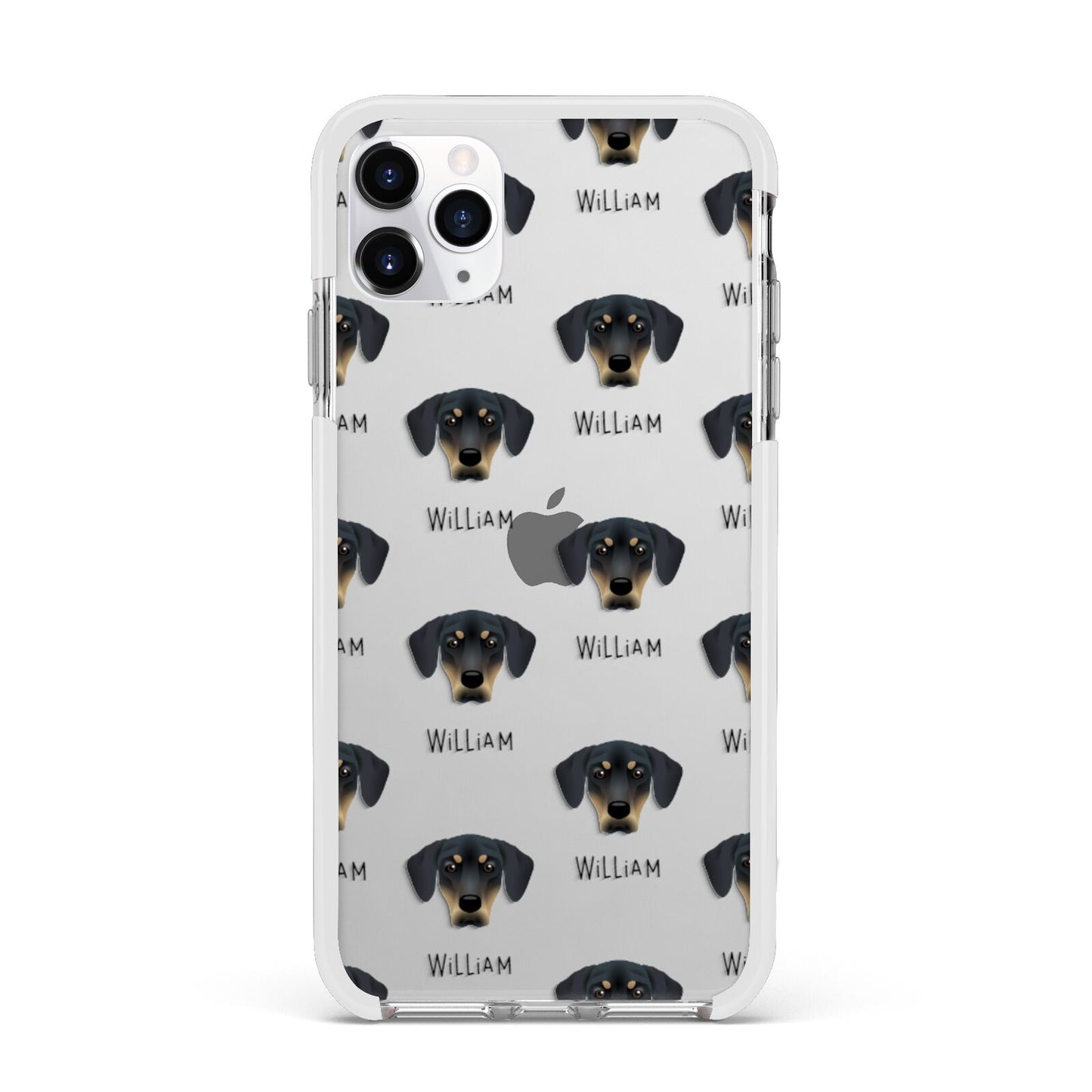 New Zealand Huntaway Icon with Name Apple iPhone 11 Pro Max in Silver with White Impact Case