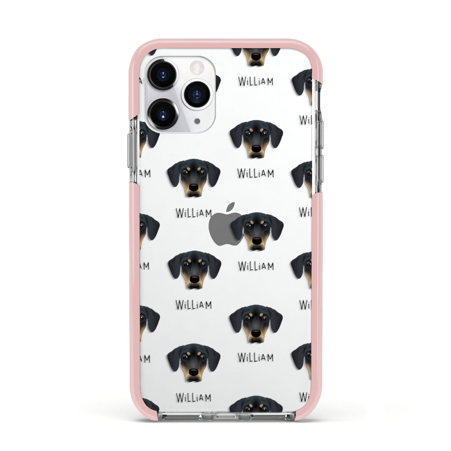 New Zealand Huntaway Icon with Name Apple iPhone 11 Pro in Silver with Pink Impact Case