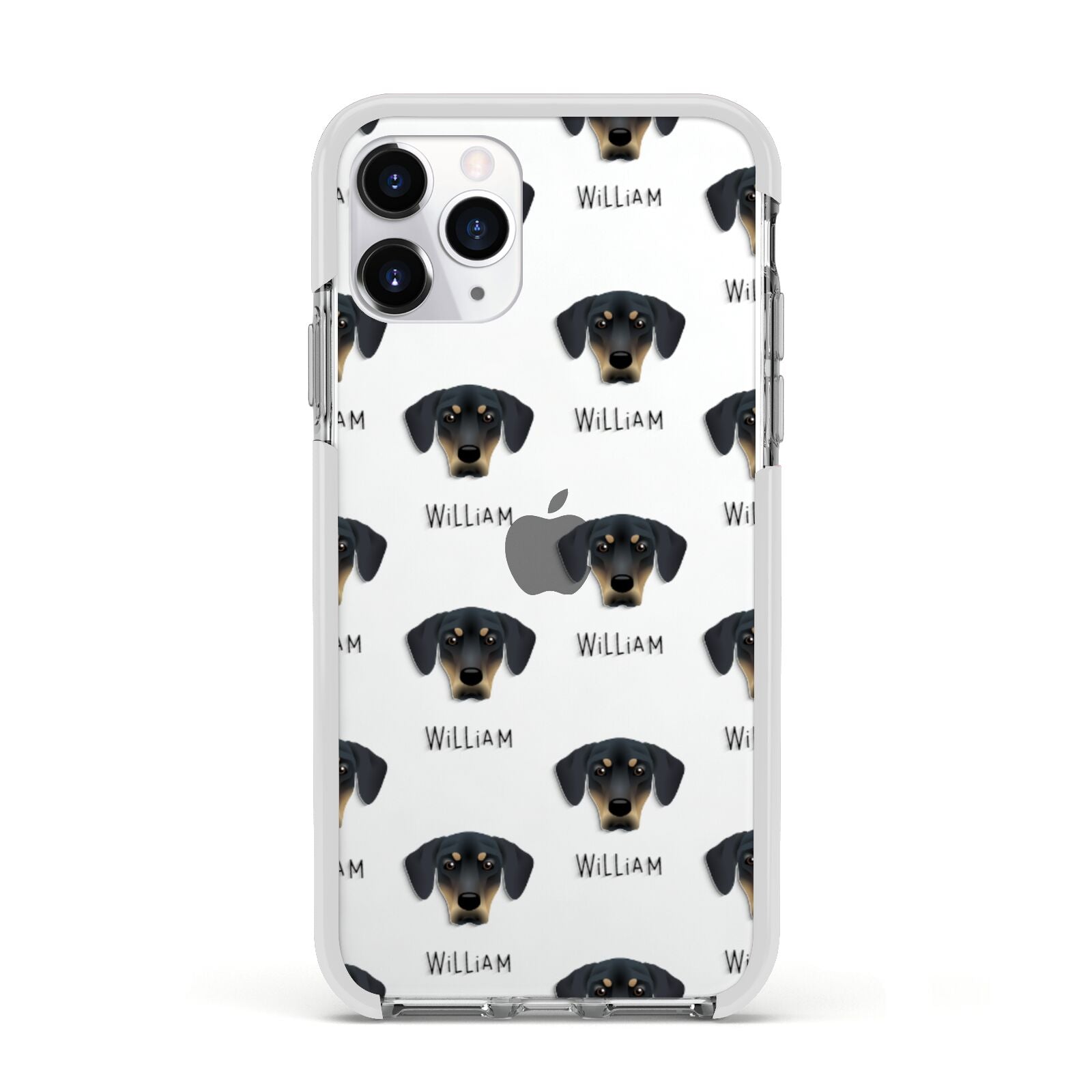 New Zealand Huntaway Icon with Name Apple iPhone 11 Pro in Silver with White Impact Case