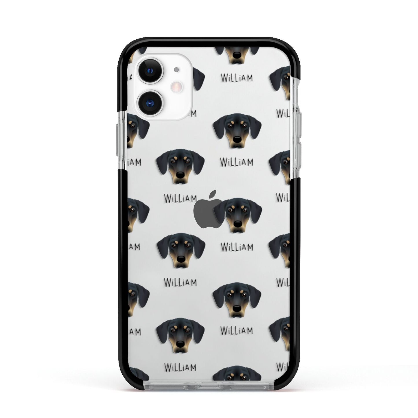 New Zealand Huntaway Icon with Name Apple iPhone 11 in White with Black Impact Case