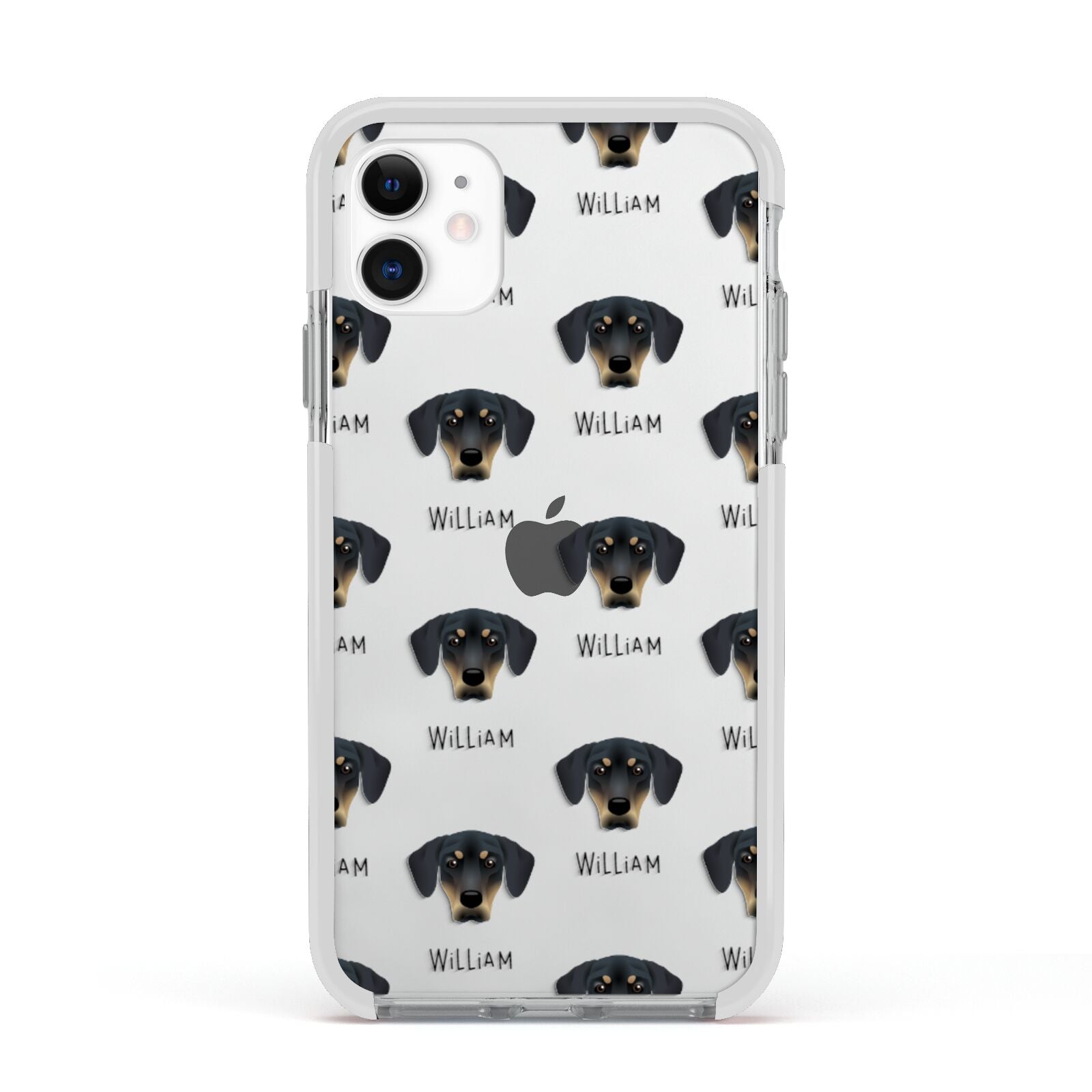 New Zealand Huntaway Icon with Name Apple iPhone 11 in White with White Impact Case