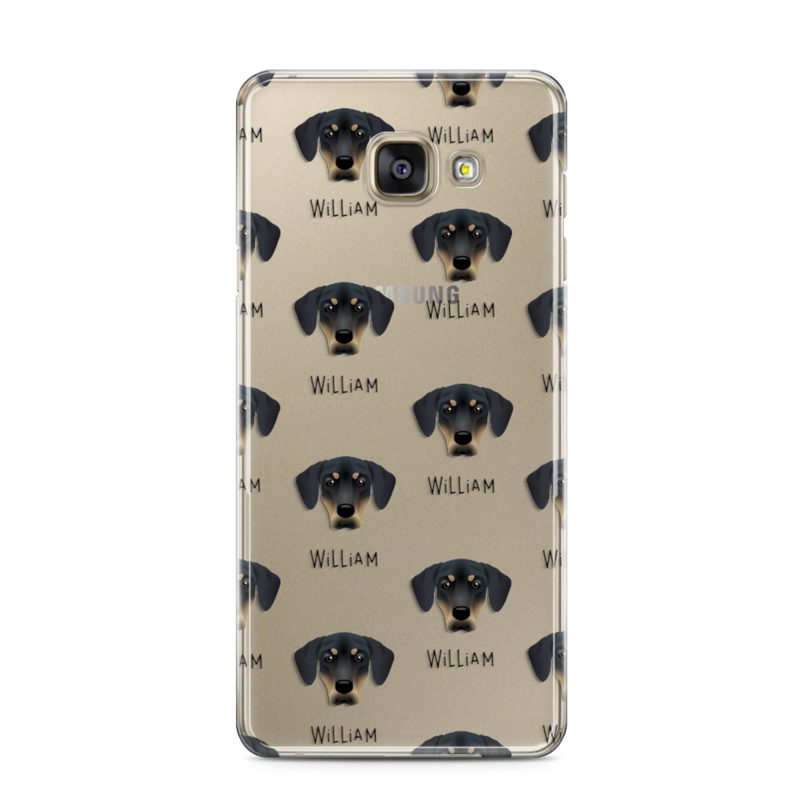 New Zealand Huntaway Icon with Name Samsung Galaxy A3 2016 Case on gold phone