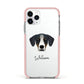 New Zealand Huntaway Personalised Apple iPhone 11 Pro in Silver with Pink Impact Case