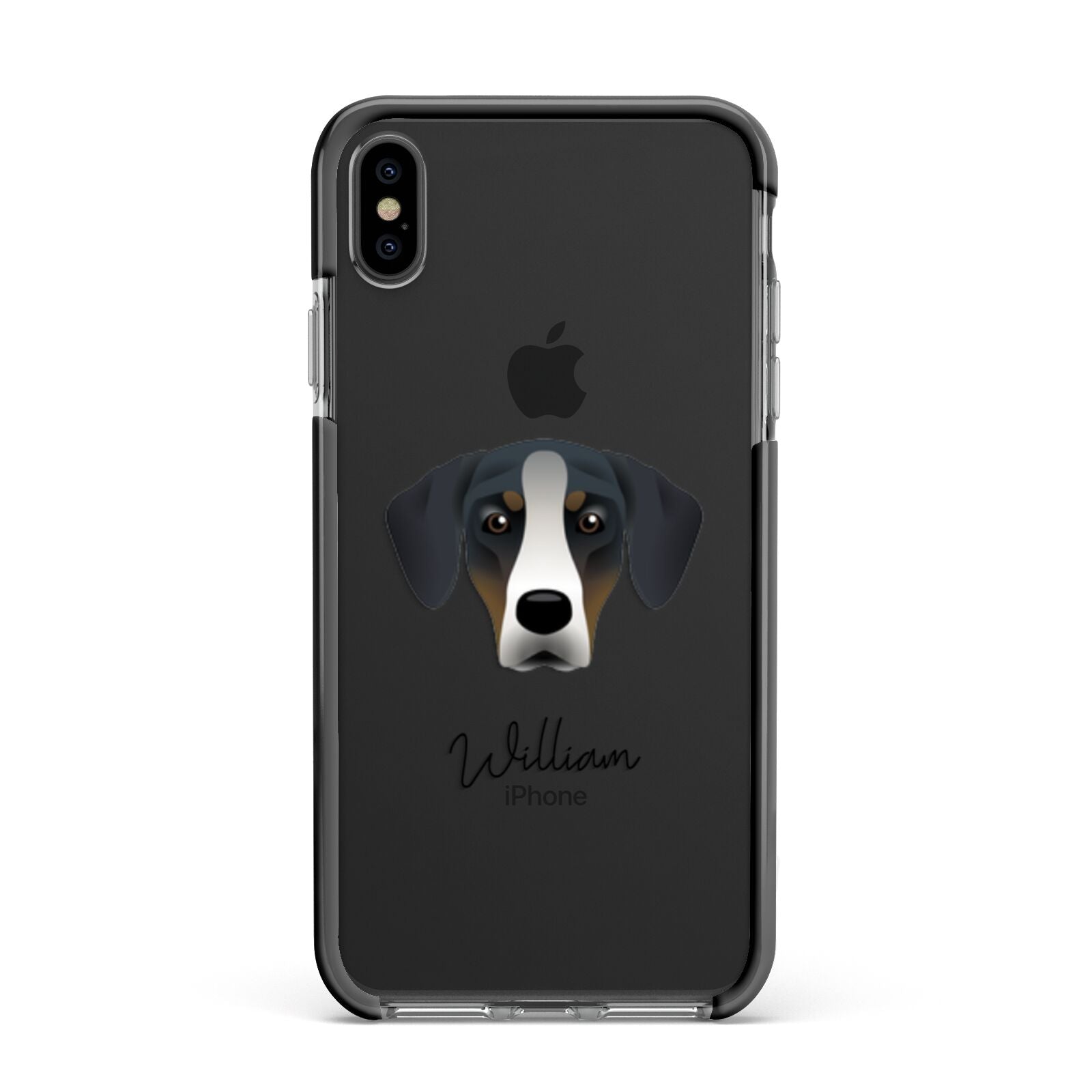 New Zealand Huntaway Personalised Apple iPhone Xs Max Impact Case Black Edge on Black Phone