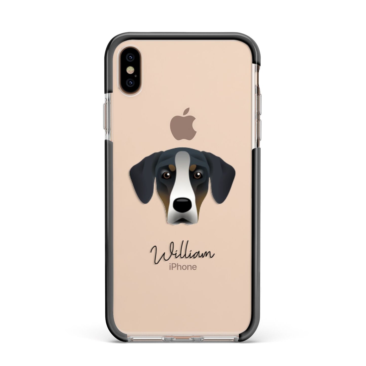 New Zealand Huntaway Personalised Apple iPhone Xs Max Impact Case Black Edge on Gold Phone
