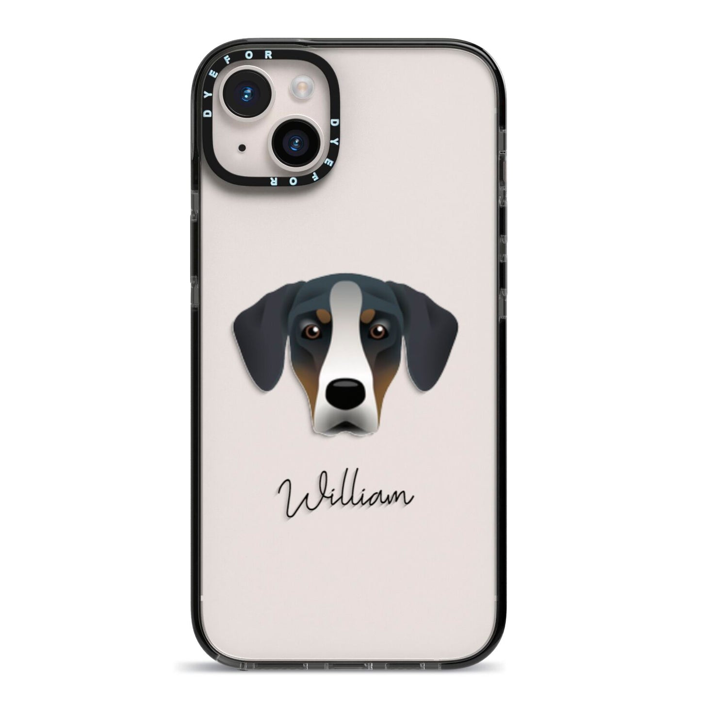 New Zealand Huntaway Personalised iPhone 14 Plus Black Impact Case on Silver phone