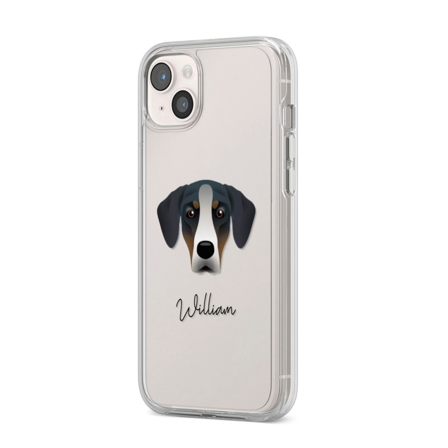 New Zealand Huntaway Personalised iPhone 14 Plus Clear Tough Case Starlight Angled Image