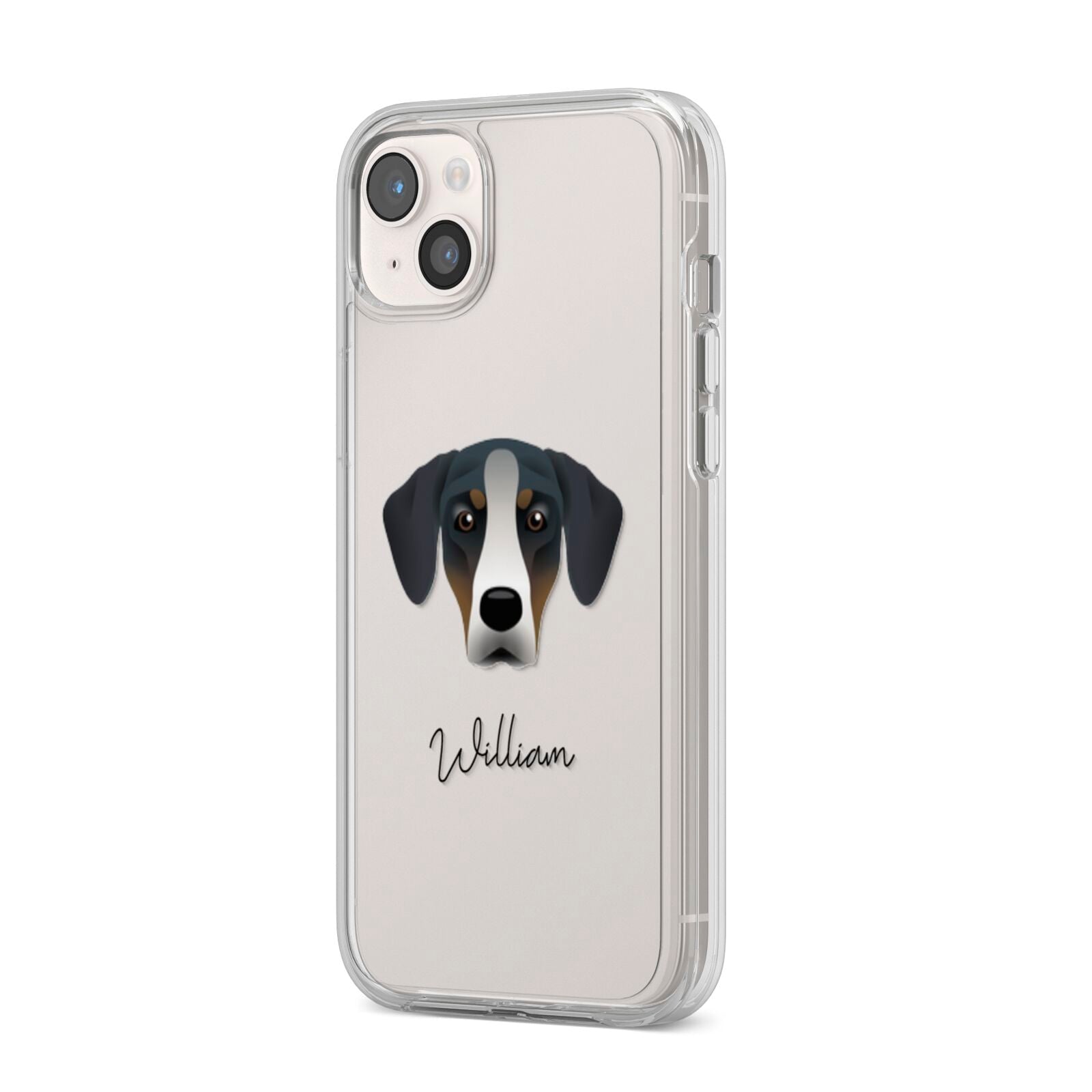 New Zealand Huntaway Personalised iPhone 14 Plus Clear Tough Case Starlight Angled Image