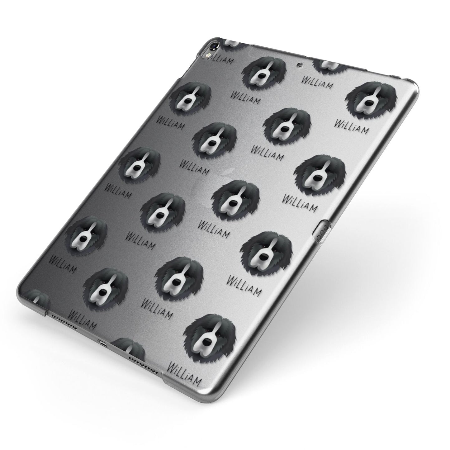 Newfoundland Icon with Name Apple iPad Case on Grey iPad Side View