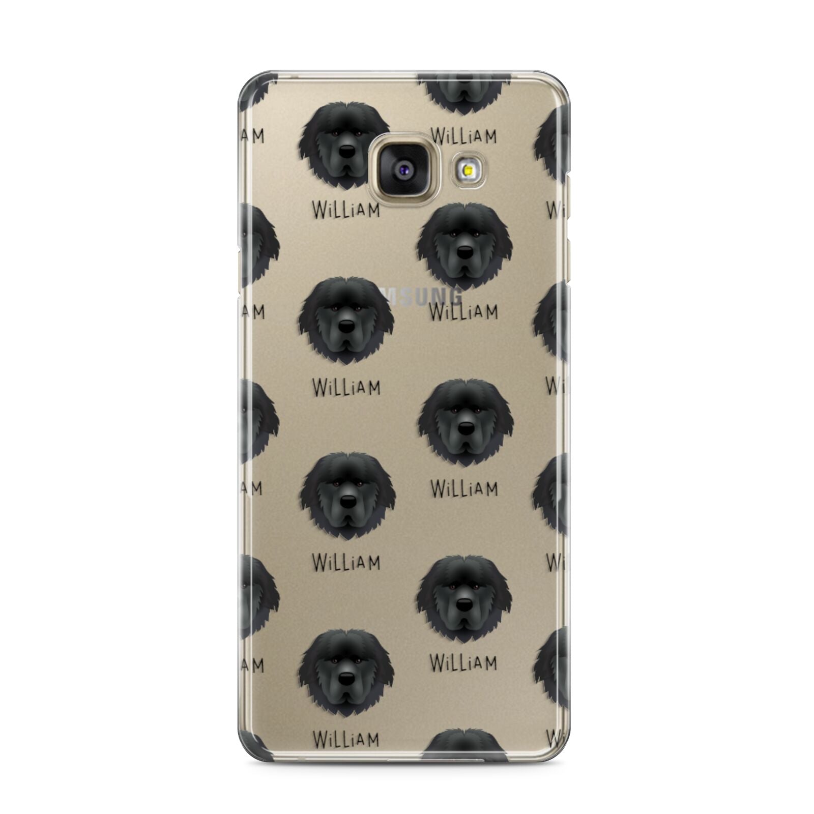 Newfoundland Icon with Name Samsung Galaxy A3 2016 Case on gold phone