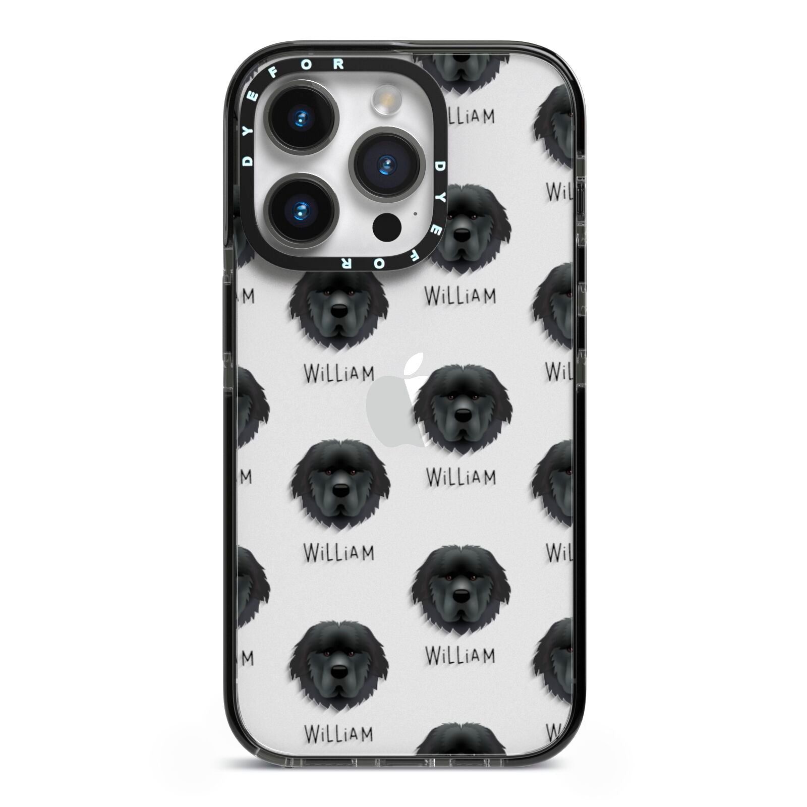 Newfoundland Icon with Name iPhone 14 Pro Black Impact Case on Silver phone