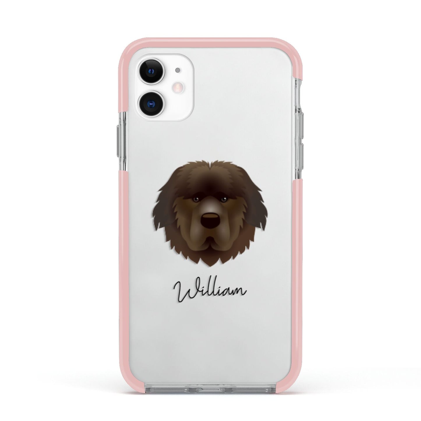 Newfoundland Personalised Apple iPhone 11 in White with Pink Impact Case