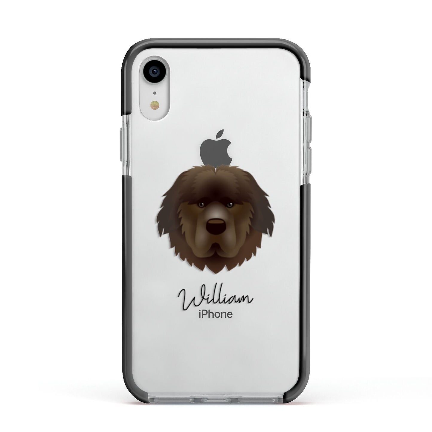 Newfoundland Personalised Apple iPhone XR Impact Case Black Edge on Silver Phone