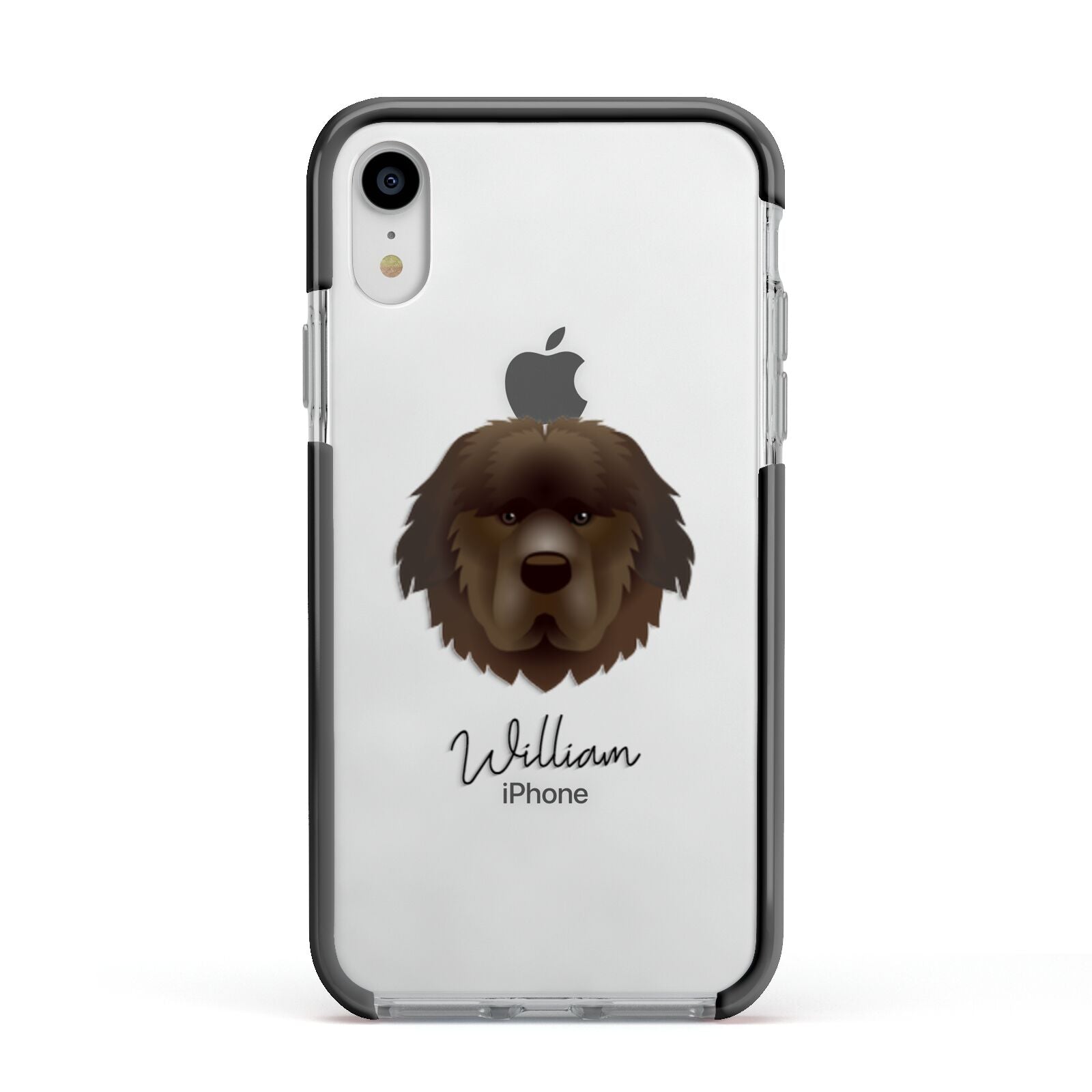 Newfoundland Personalised Apple iPhone XR Impact Case Black Edge on Silver Phone