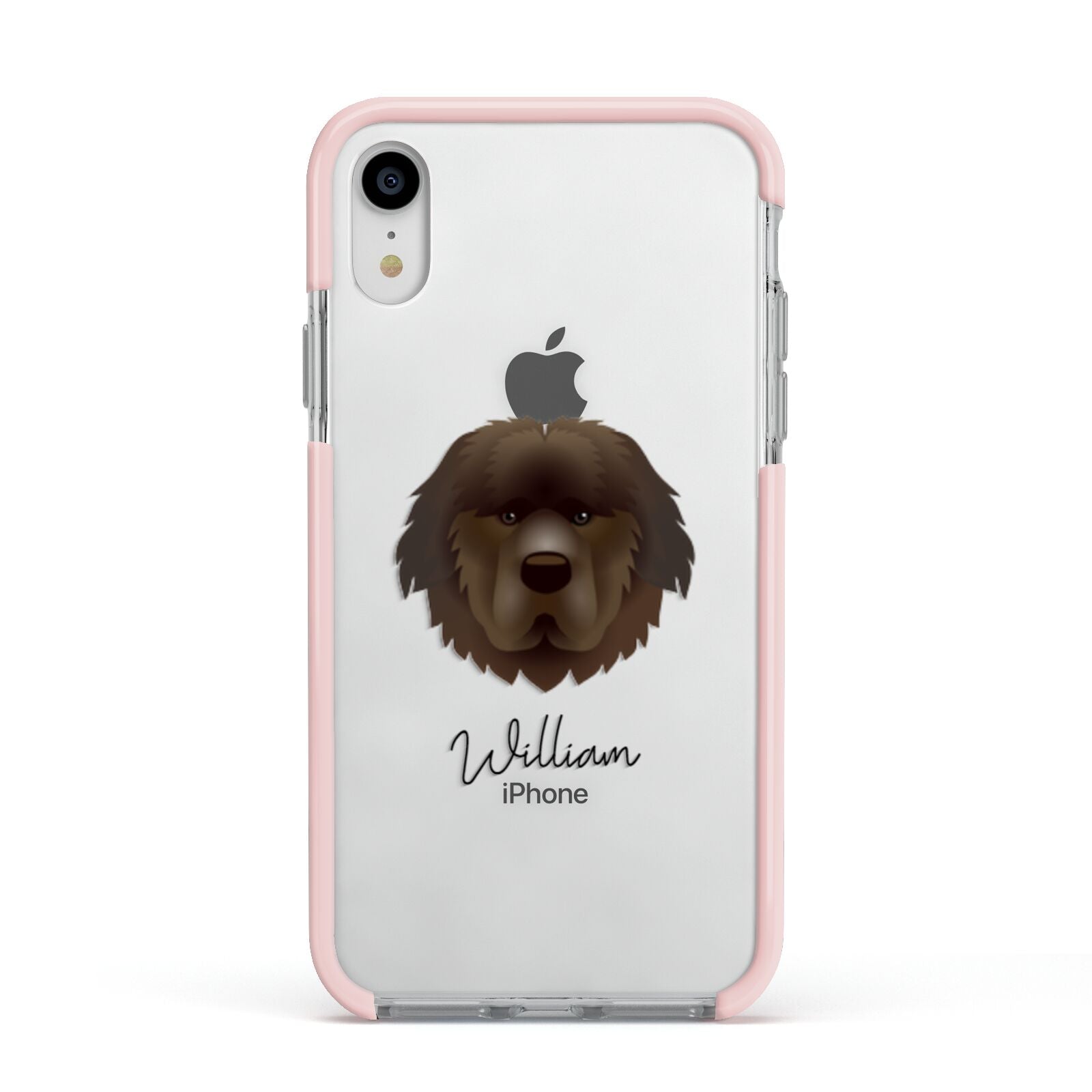Newfoundland Personalised Apple iPhone XR Impact Case Pink Edge on Silver Phone