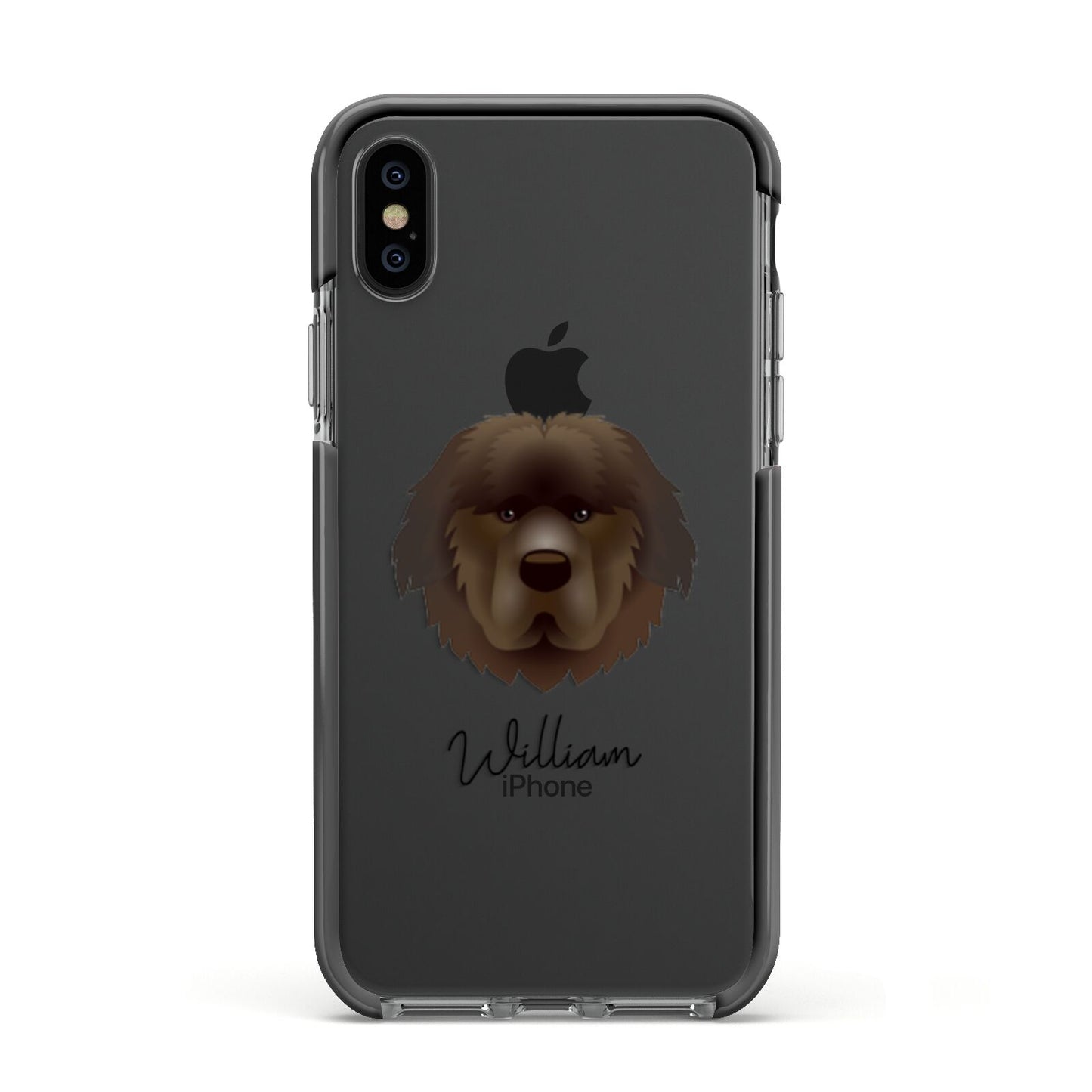 Newfoundland Personalised Apple iPhone Xs Impact Case Black Edge on Black Phone