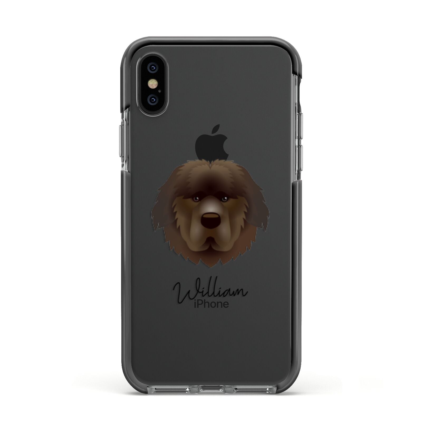 Newfoundland Personalised Apple iPhone Xs Impact Case Black Edge on Black Phone