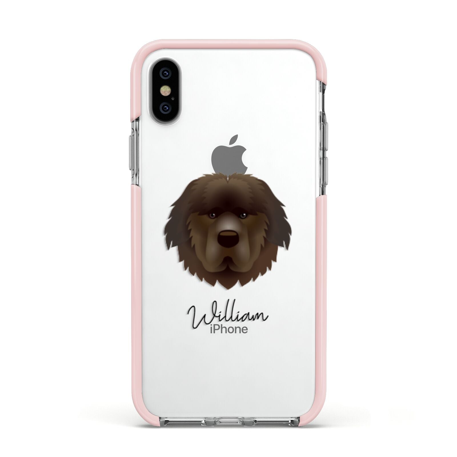 Newfoundland Personalised Apple iPhone Xs Impact Case Pink Edge on Silver Phone