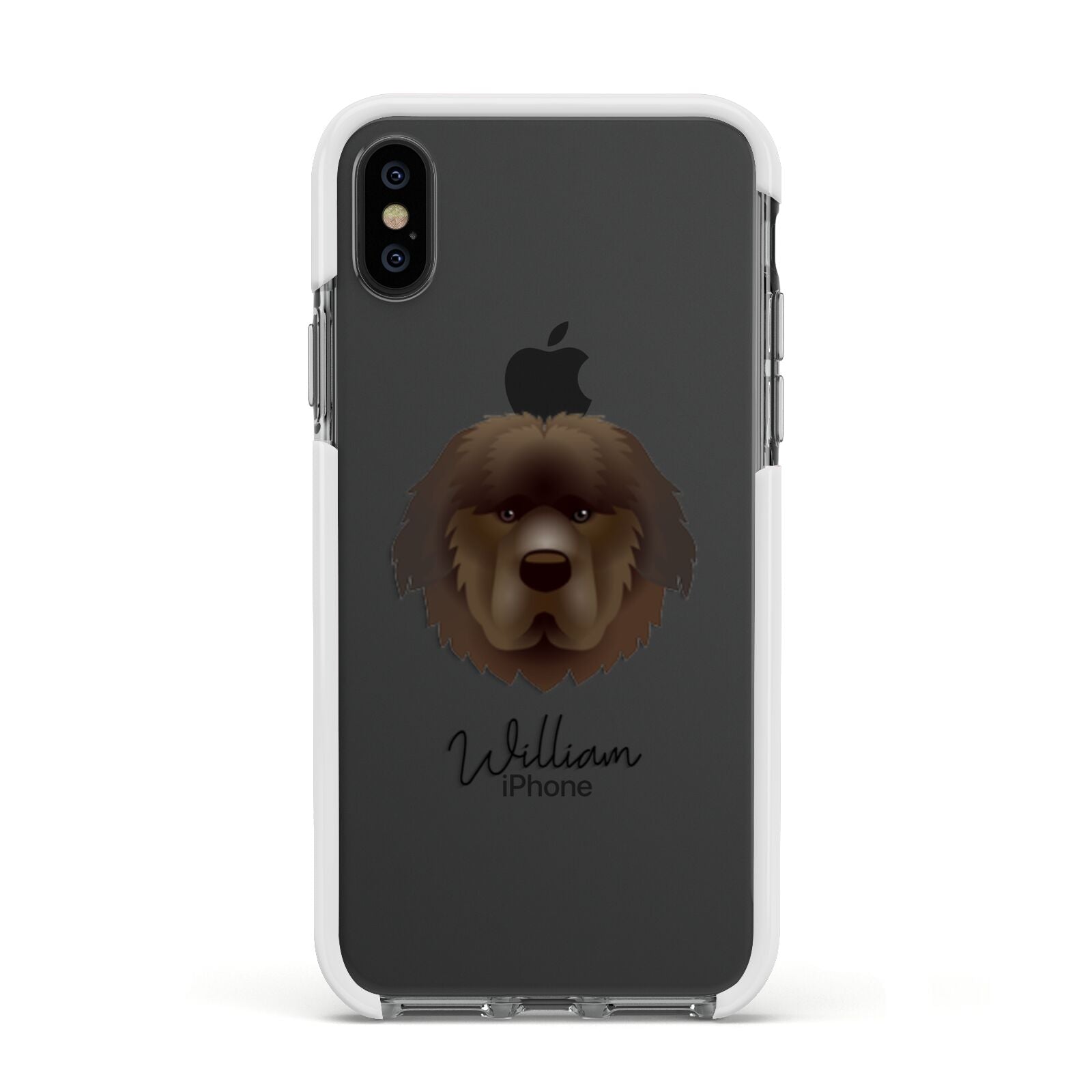 Newfoundland Personalised Apple iPhone Xs Impact Case White Edge on Black Phone