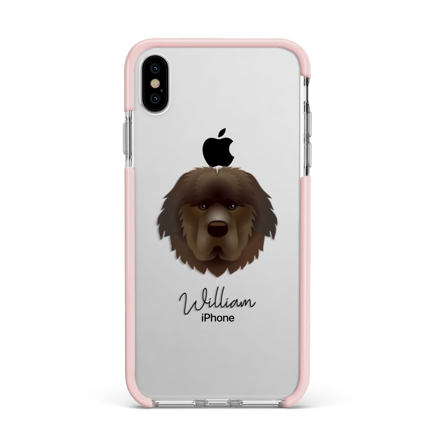 Newfoundland Personalised Apple iPhone Xs Max Impact Case Pink Edge on Silver Phone