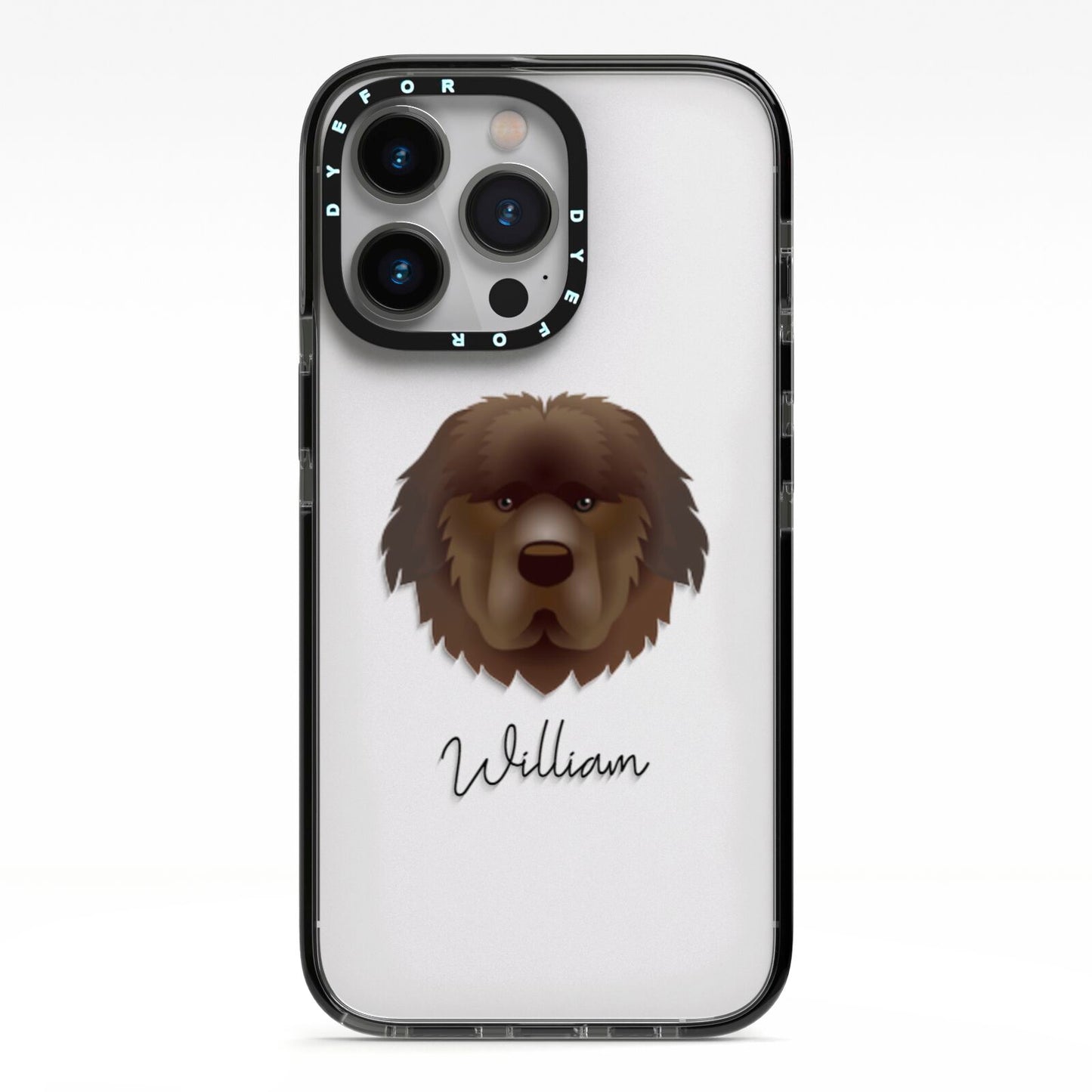 Newfoundland Personalised iPhone 13 Pro Black Impact Case on Silver phone
