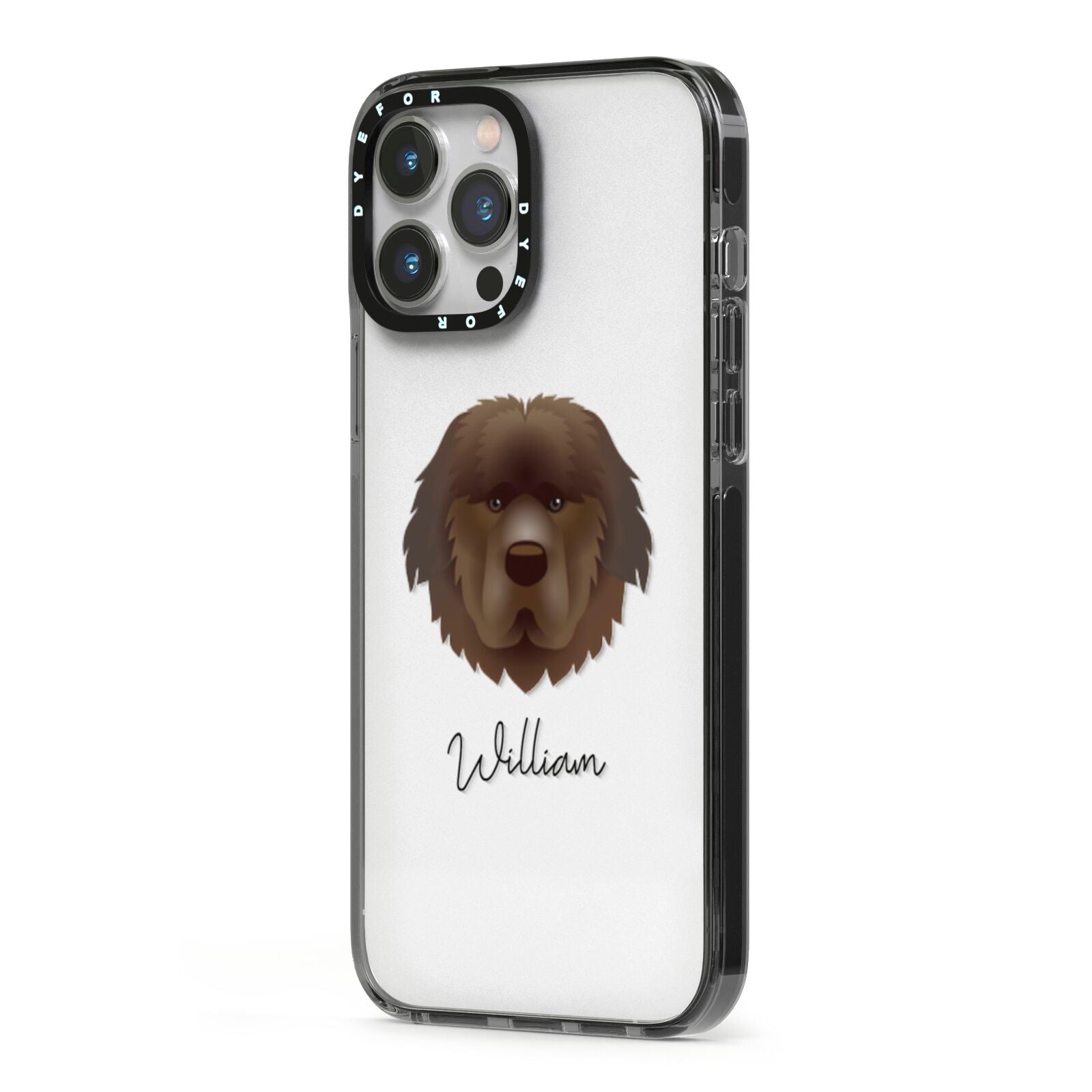 Newfoundland Personalised iPhone 13 Pro Max Black Impact Case Side Angle on Silver phone