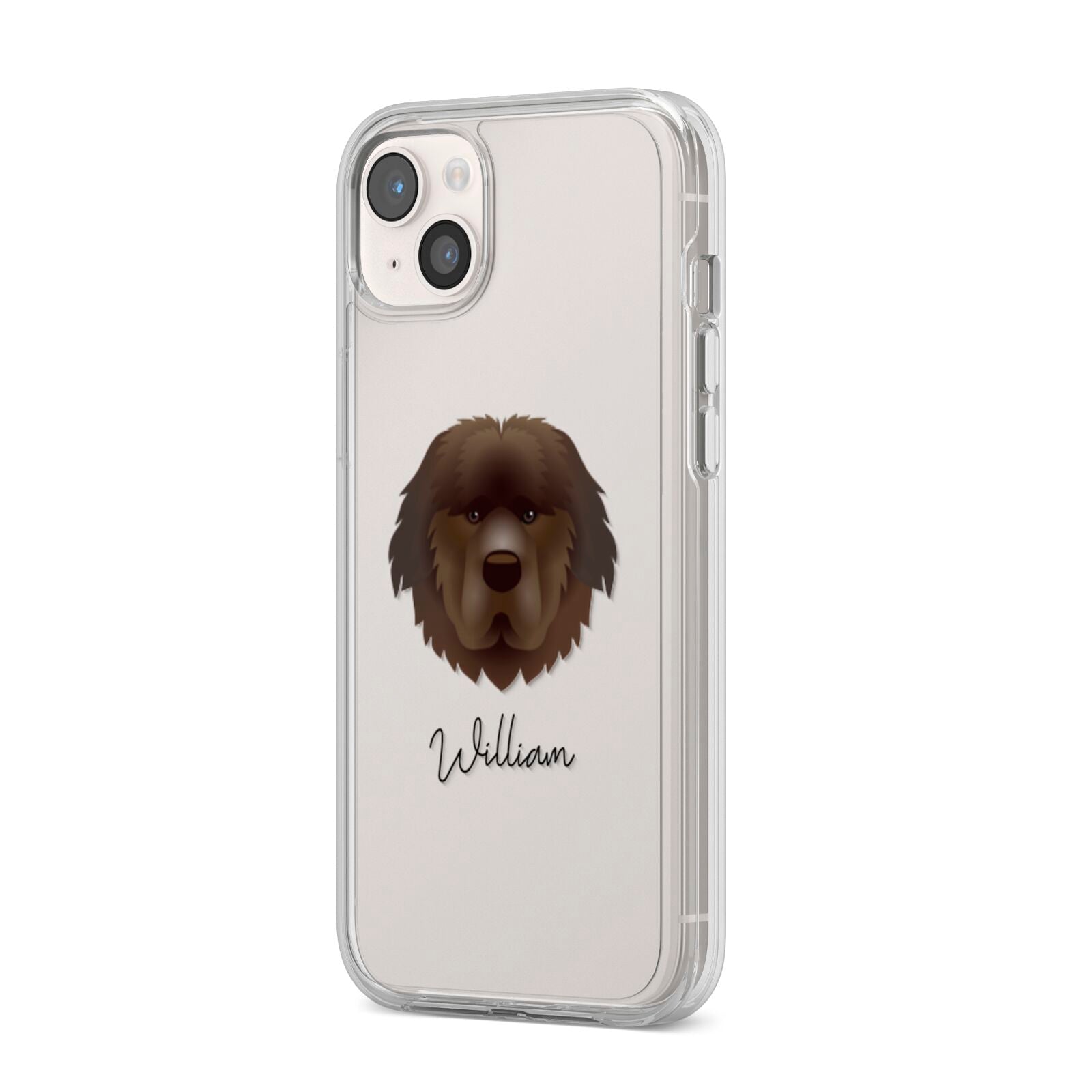 Newfoundland Personalised iPhone 14 Plus Clear Tough Case Starlight Angled Image