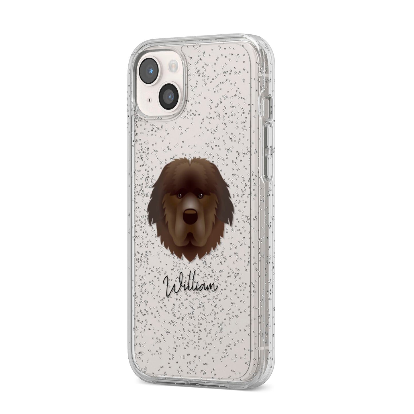 Newfoundland Personalised iPhone 14 Plus Glitter Tough Case Starlight Angled Image