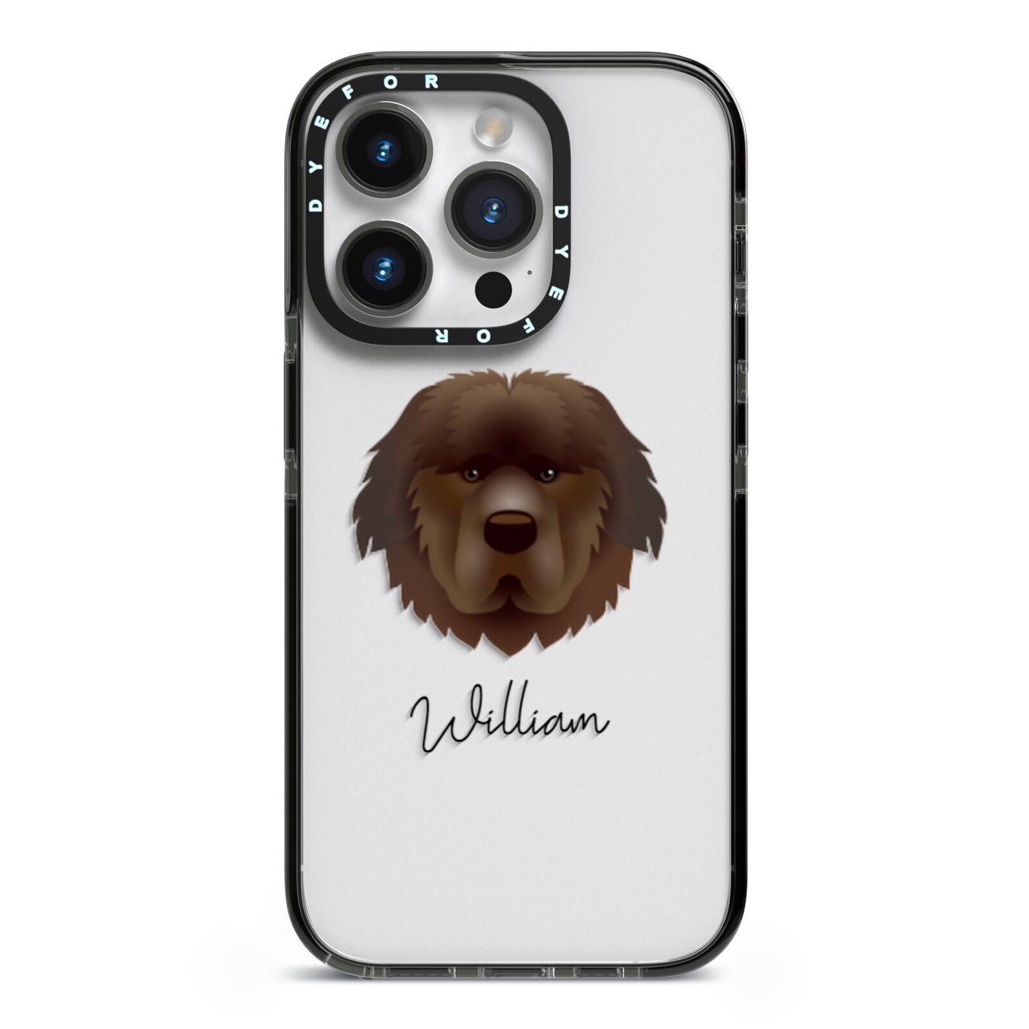 Newfoundland Personalised iPhone 14 Pro Black Impact Case on Silver phone