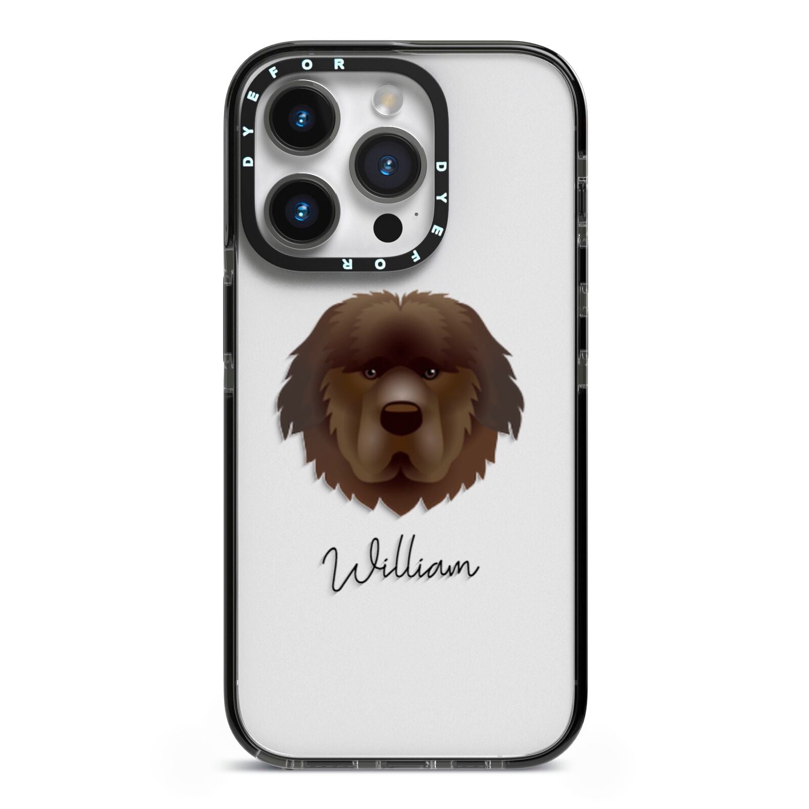 Newfoundland Personalised iPhone 14 Pro Black Impact Case on Silver phone