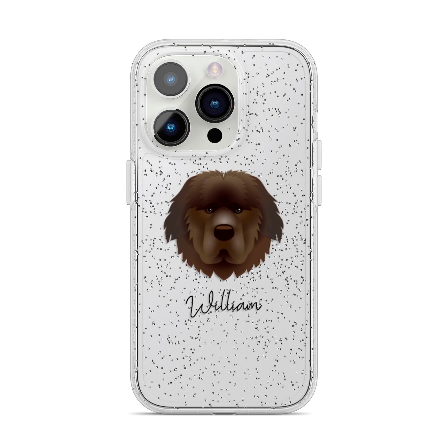 Newfoundland Personalised iPhone 14 Pro Glitter Tough Case Silver