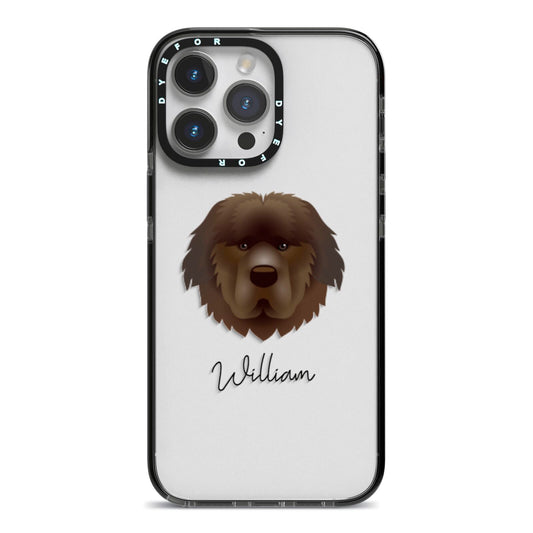 Newfoundland Personalised iPhone 14 Pro Max Black Impact Case on Silver phone
