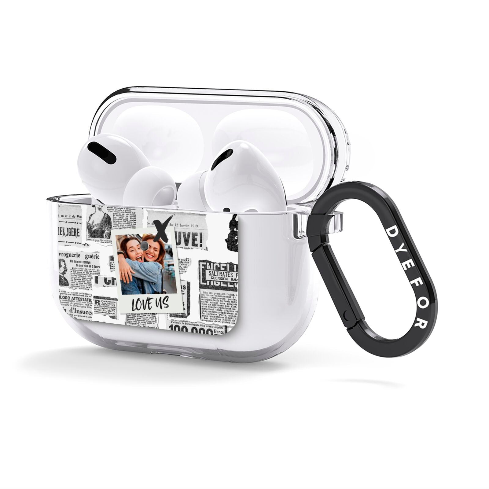 Newspaper Collage Photo Personalised AirPods Clear Case 3rd Gen Side Image