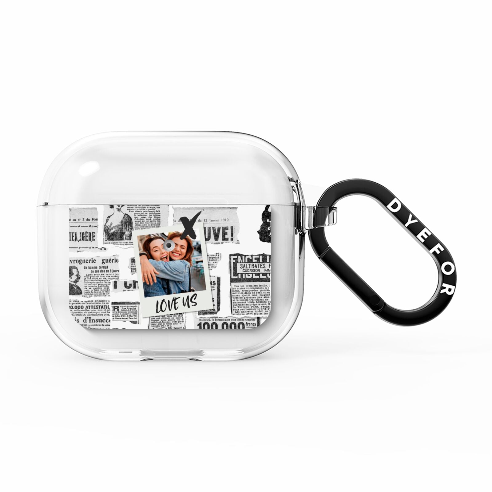 Newspaper Collage Photo Personalised AirPods Clear Case 3rd Gen