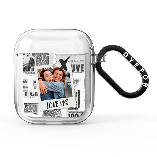 Newspaper Collage Photo Personalised AirPods Clear Case