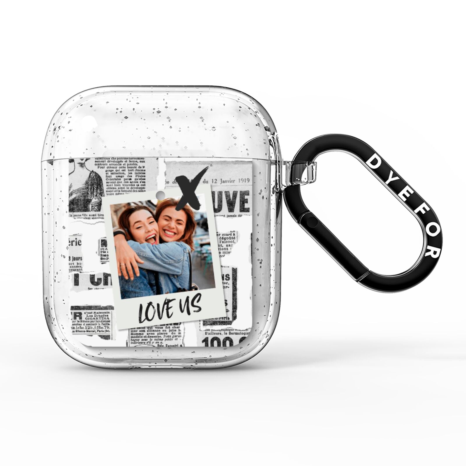 Newspaper Collage Photo Personalised AirPods Glitter Case