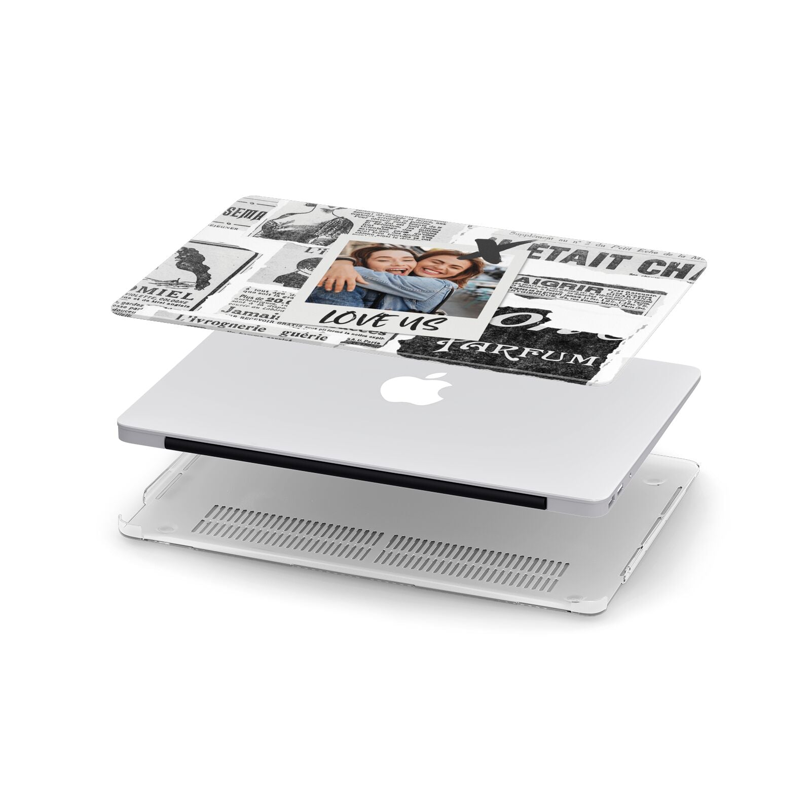 Newspaper Collage Photo Personalised Apple MacBook Case in Detail