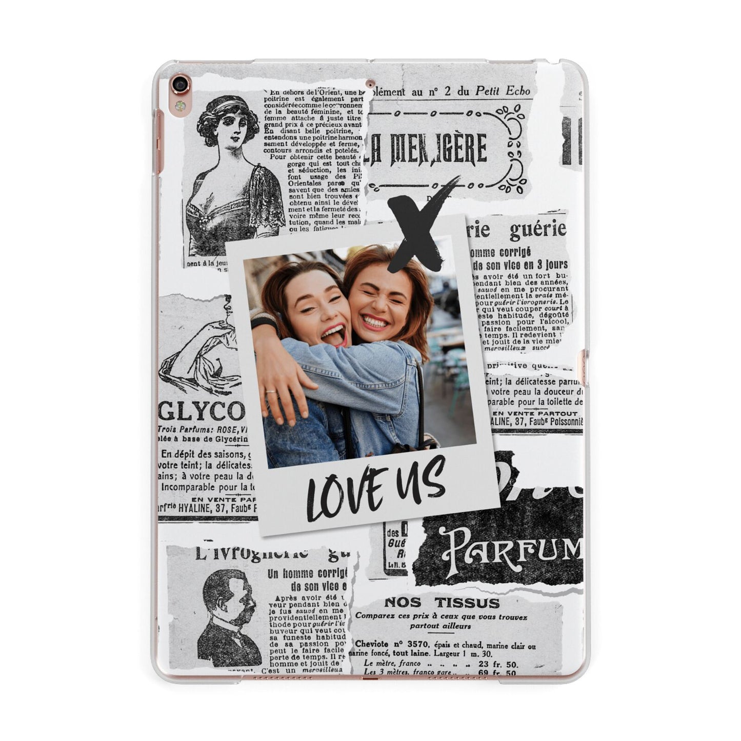 Newspaper Collage Photo Personalised Apple iPad Rose Gold Case