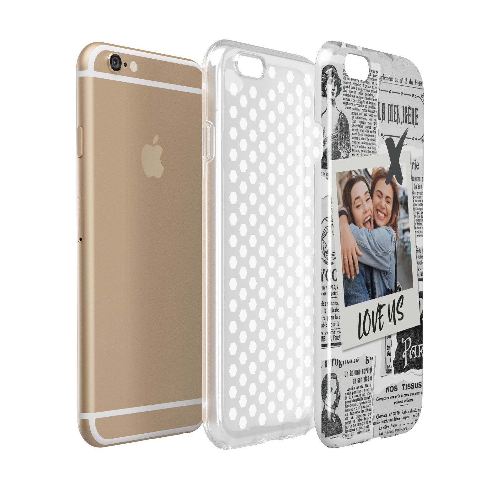 Newspaper Collage Photo Personalised Apple iPhone 6 3D Tough Case Expanded view