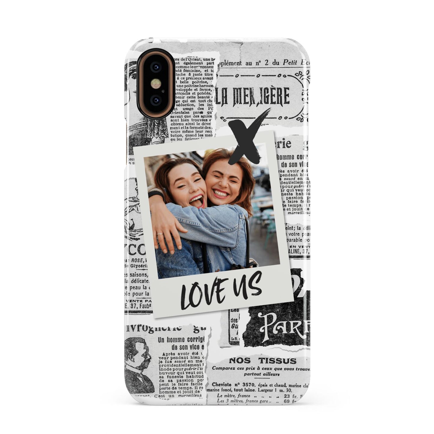 Newspaper Collage Photo Personalised Apple iPhone XS 3D Snap Case