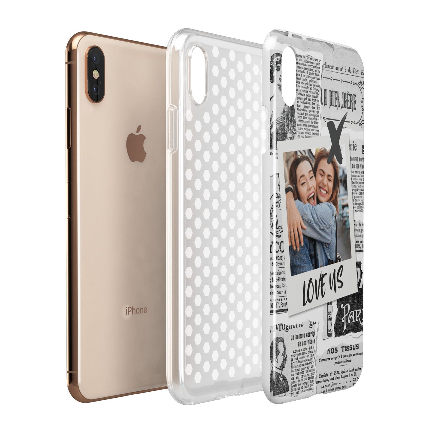 Newspaper Collage Photo Personalised Apple iPhone Xs Max 3D Tough Case Expanded View