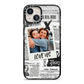 Newspaper Collage Photo Personalised iPhone 13 Black Impact Case on Silver phone