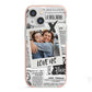 Newspaper Collage Photo Personalised iPhone 13 Mini TPU Impact Case with Pink Edges