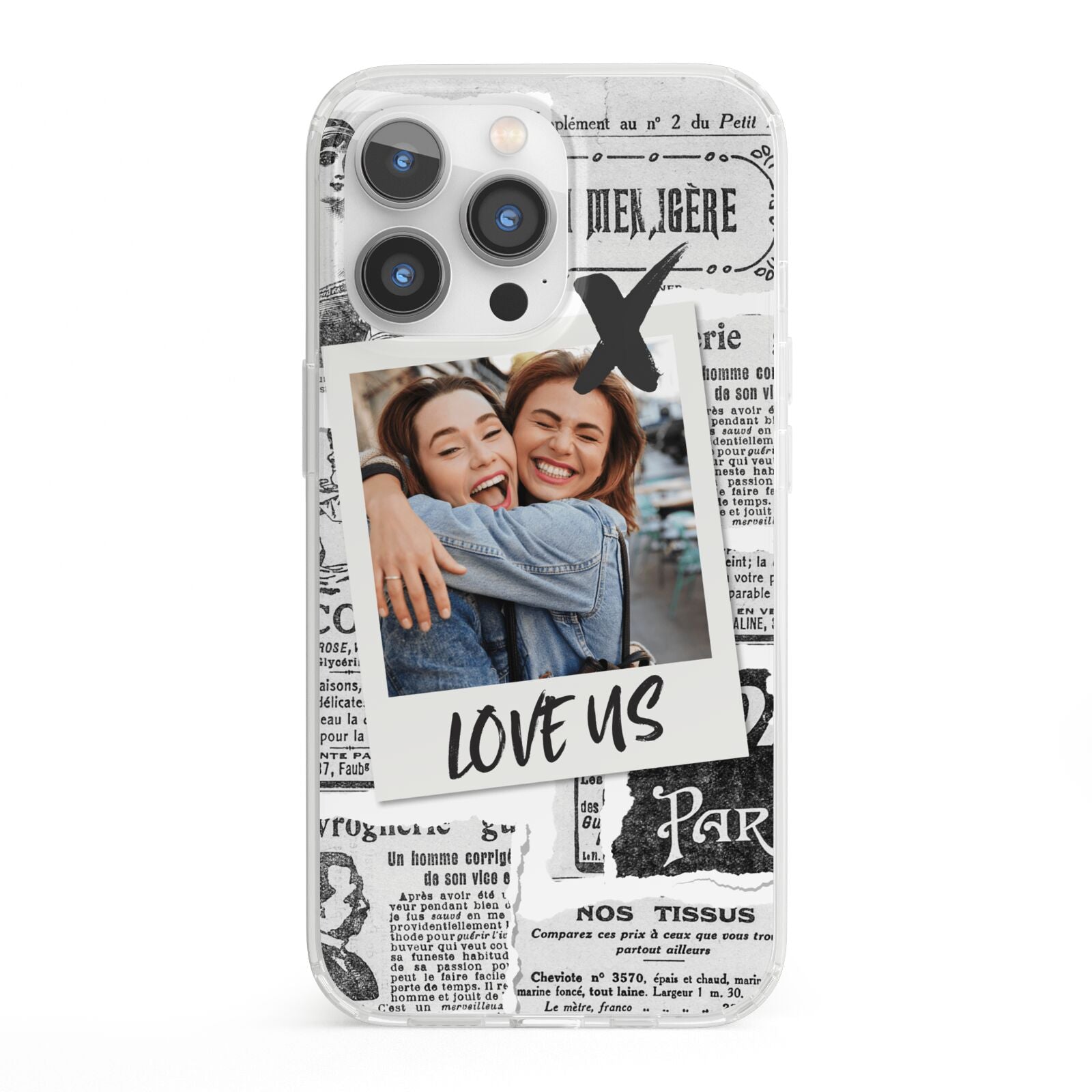 Newspaper Collage Photo Personalised iPhone 13 Pro Clear Bumper Case