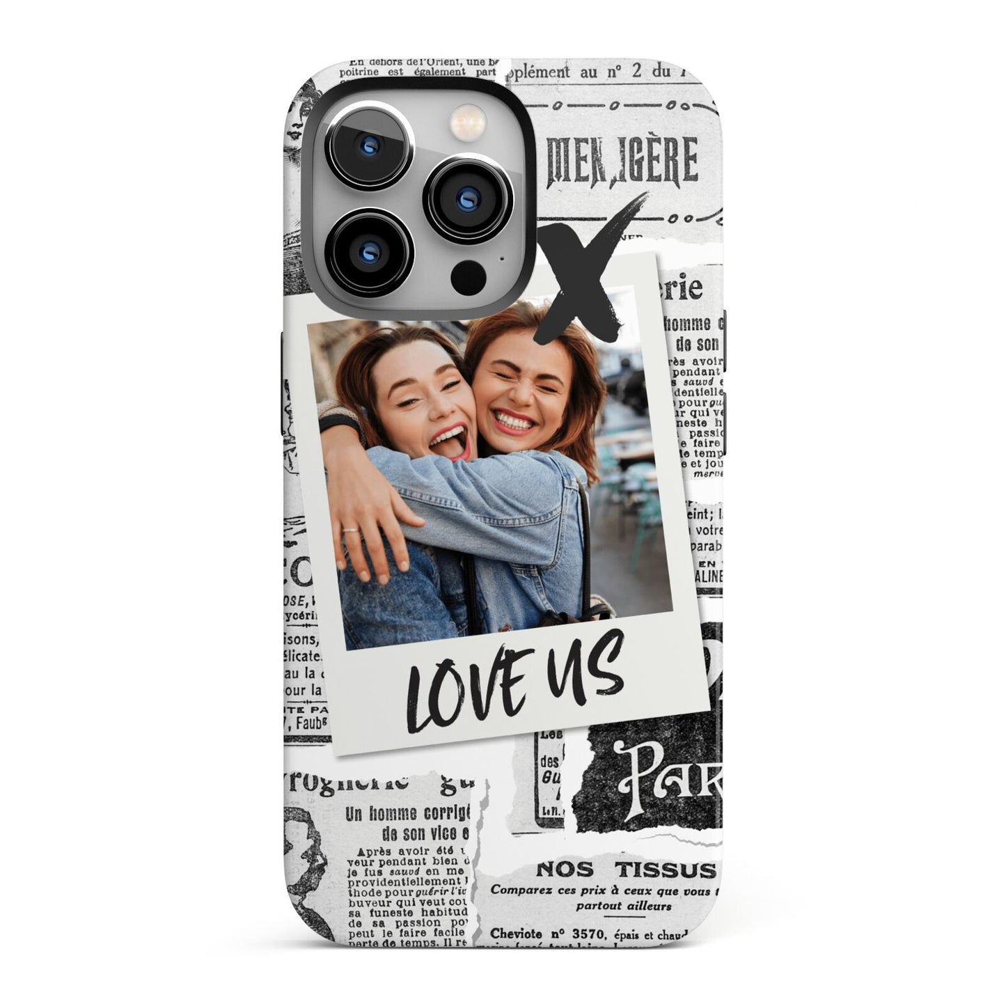 Newspaper Collage Photo Personalised iPhone 13 Pro Full Wrap 3D Tough Case