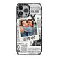 Newspaper Collage Photo Personalised iPhone 13 Pro Max Black Impact Case on Silver phone