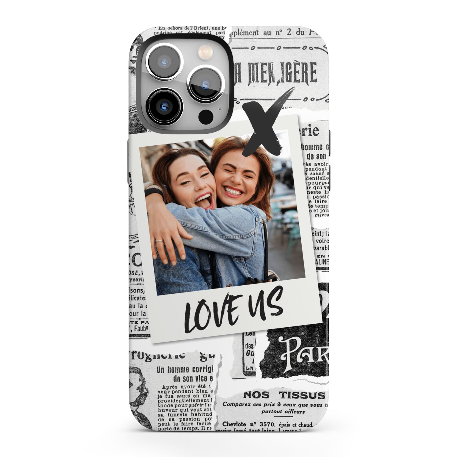 Newspaper Collage Photo Personalised iPhone 13 Pro Max Full Wrap 3D Tough Case