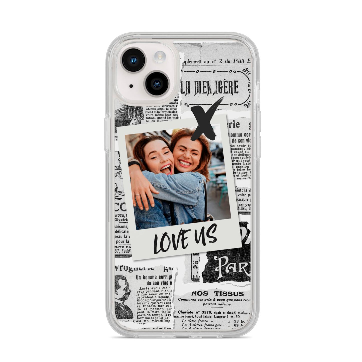 Newspaper Collage Photo Personalised iPhone 14 Plus Clear Tough Case Starlight