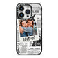 Newspaper Collage Photo Personalised iPhone 14 Pro Black Impact Case on Silver phone