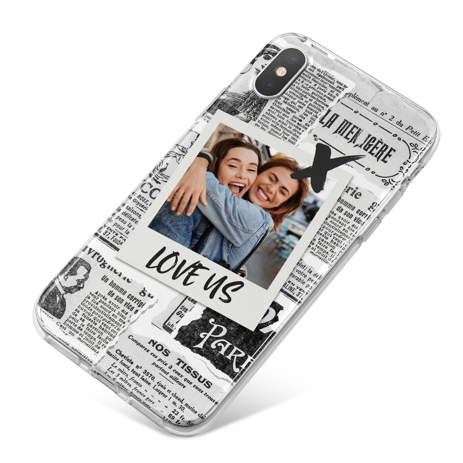 Newspaper Collage Photo Personalised iPhone X Bumper Case on Silver iPhone